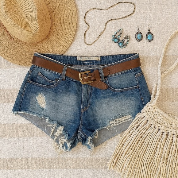 Zara Pants - Zara Trafaluc Denim Jean Cut Off Shorts Blue Womens low rise